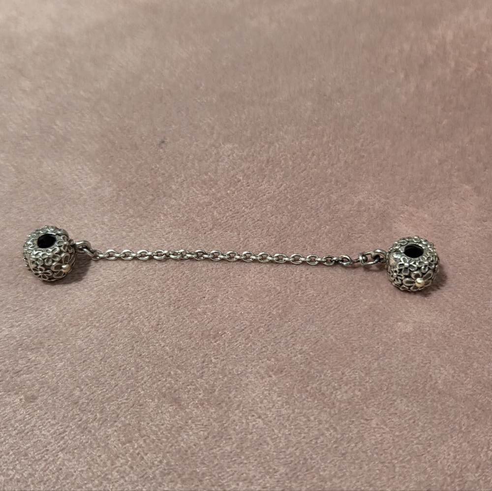Pandora Double Charm With Chain Silver With Gold Accents